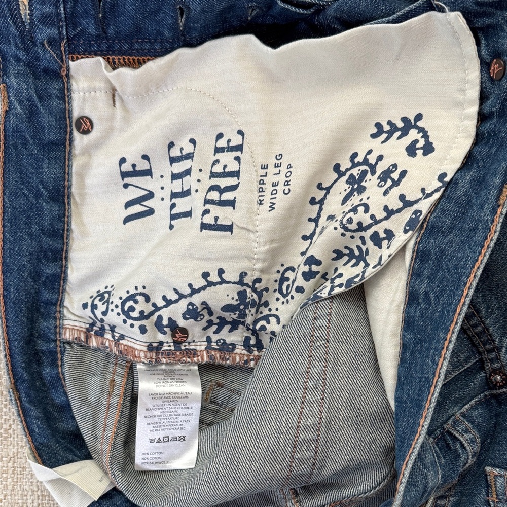 We the Free Ripple Wide Leg Crop Flare Denim Jeans, NWT, Size 27 - Picture 6 of 8